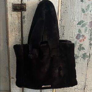 Elegant Black Fur Tote Bag